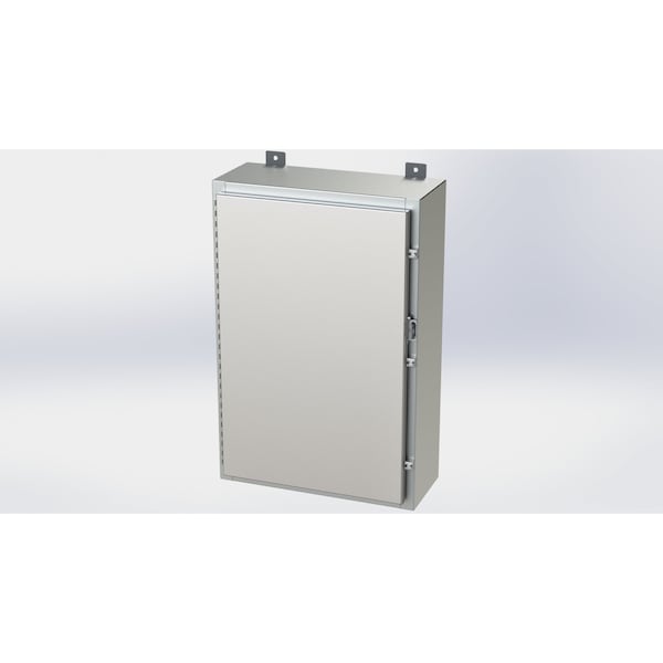 Padlockable Hasp Electrical Enclosures, 30 in H, 8 in D, 20 in W, NEMA 4X, 316 Stainless Steel
